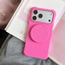 Pastel Matte Wavy Ring Holder Slim Phone Case Cover - iPhone 15 (Blush Pink)