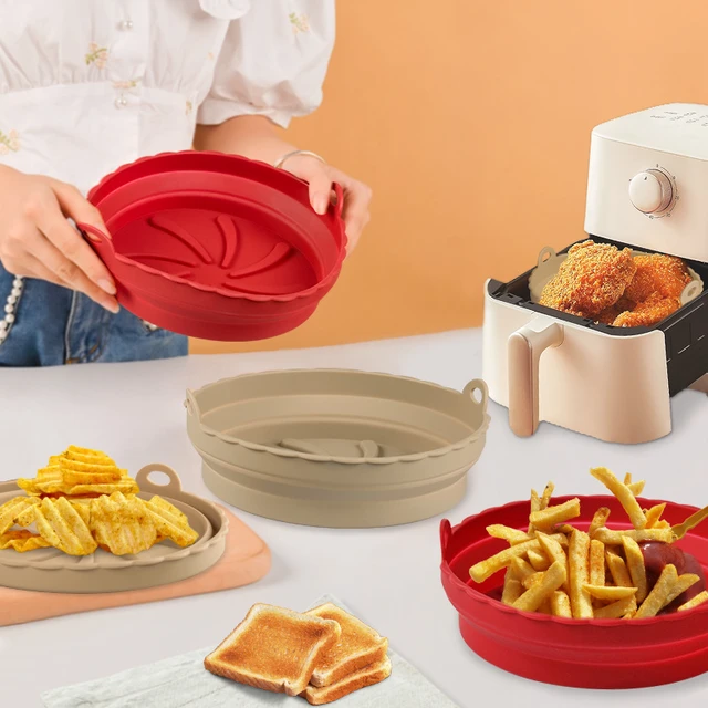 Air Fryers Oven Baking Tray Fried Chicken Basket Mat Air Fryer Silicone Pot  Round Replacement Grill Pan Accessories - AliExpress