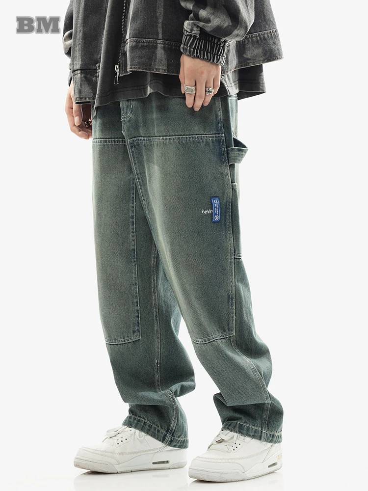 

Japanese Streetwear High Quality Skateboard Jeans For Men Harajuku Casual Denim Cargo Pants Korean Trendy Hip Hop Trousers Male