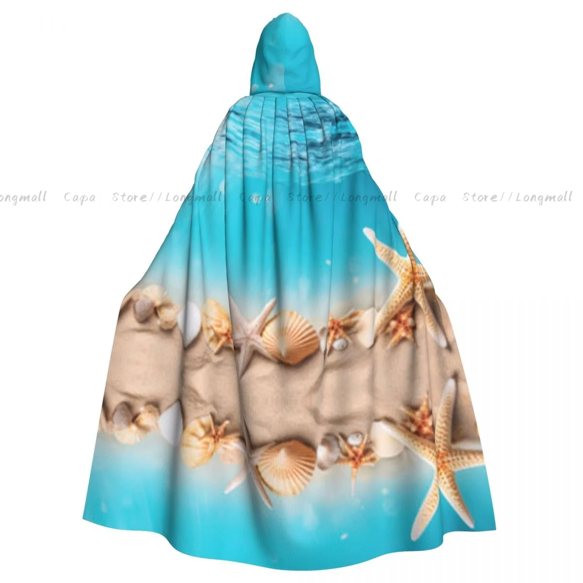 

Adult Vampire Cape Hooded Robe Shells And Starfish Lying On The Seabed Halloween Cloak Full Length Cosplay