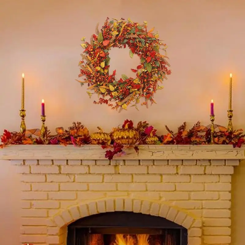 

Fall Berry Wreath For Front Door Autumn Wreath Thanksgiving Pumpkin Harvest Garland For Wall Window Festival Home Decoration