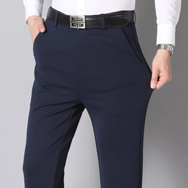 Men's Summer Thin Fashion Business Casual Suit Pants Long Pants Men's Elastic Straight Sleeve Formal Pants Plus Size 28-40