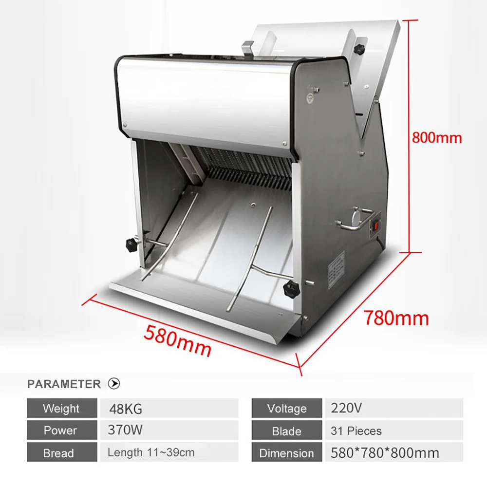  Commercial Bread Slicer,370W Electric Toast Bread