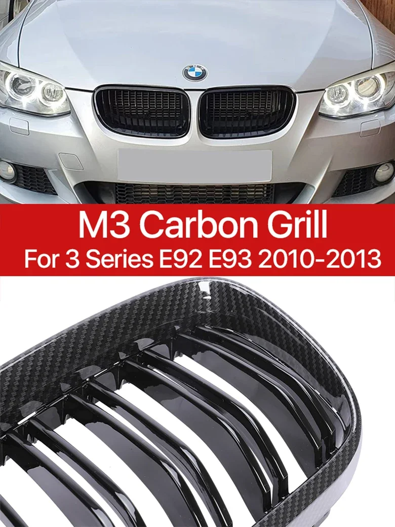 

M Sport Lower Front Bumper Kidney Grille Carbon Fiber M-Tri Color M3 Grills For BMW 3 Series E92 E93 LCI 2010 2011 2012 2013