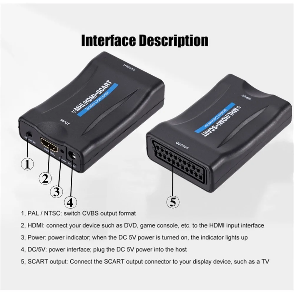 PzzPss 1080P HDMI-SCART   ȣȯ  ȯ AV ȣ  HD ű TV DVD, ̱/EU  ÷ 