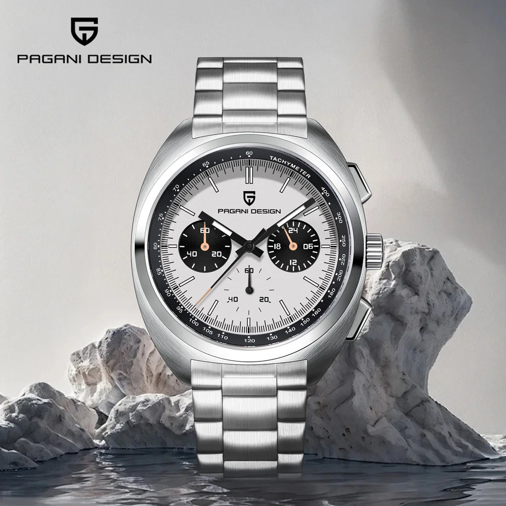 Pagani Design 1782 Orologio Uomo Cronografo VK63 – Vetro Zaffiro, Acciaio Inox, Impermeabile 100m – Quadrante Panda - 2