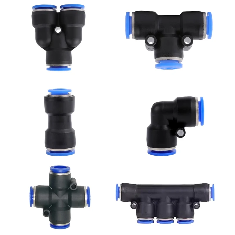 Pneumatic Fitting Pipe Connector Tube Air Quick Fittings Water Push In Hose Plastic 4mm 6mm 8mm 10mm 12mm 14mm PU PE PY PK SA
