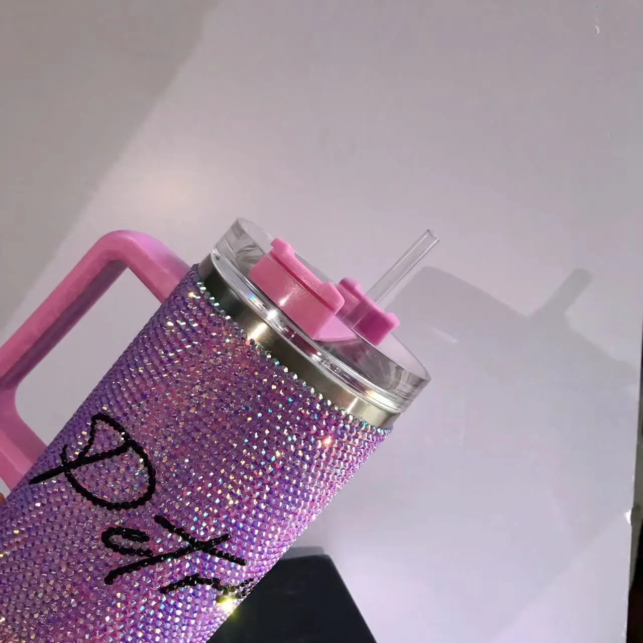 40 oz Rhinestone Tumbler, custom tumbler, bling tumbler, hot pink, simple  modern tumbler, WarrenDesignsTX