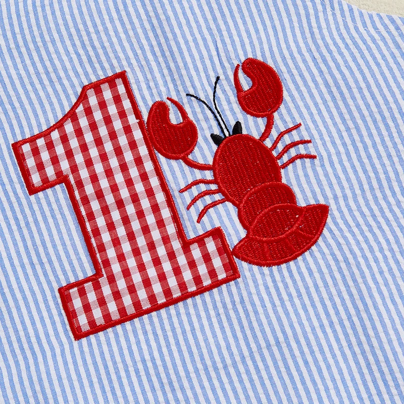 Infant Baby Boy 1st Birthday Animal Embroidery Jumpsuit