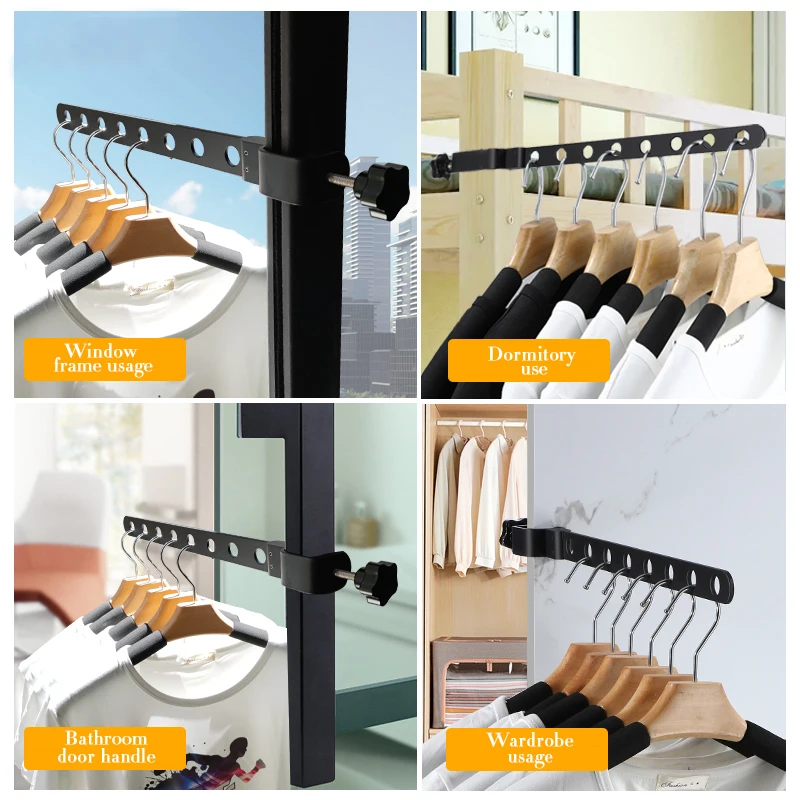 Foldable Black Clothes Rack Clothes Hangers Wall Mounted Hanger Drying Rack SpaceSaving Aluminum Clothes Organization  FR3032 images - 6