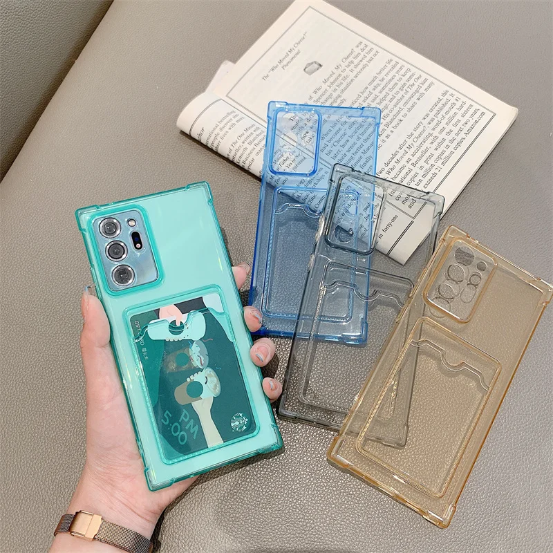 Transparent Silicone Soft Cover with Card Slot Holder
