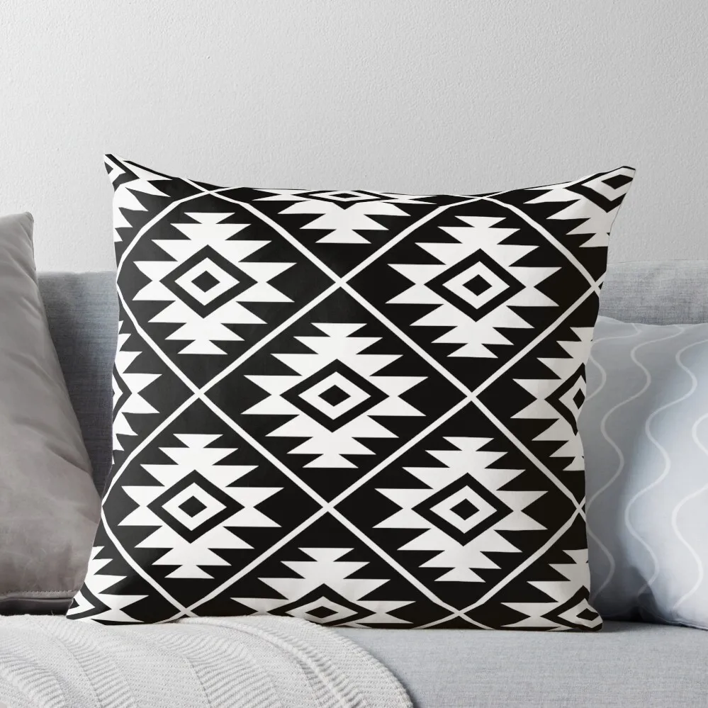 

Aztec Symbol Pattern White on Black Throw Pillow Cushions For Sofa Covers For Sofas