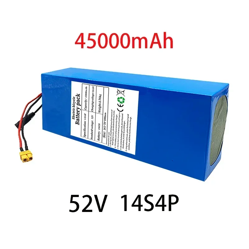 

NEW 52V 14S4P 45000mah 18650 2000W lithium battery for balance car, electric bike, scooter, tricycle (with bms 58.8V charger)