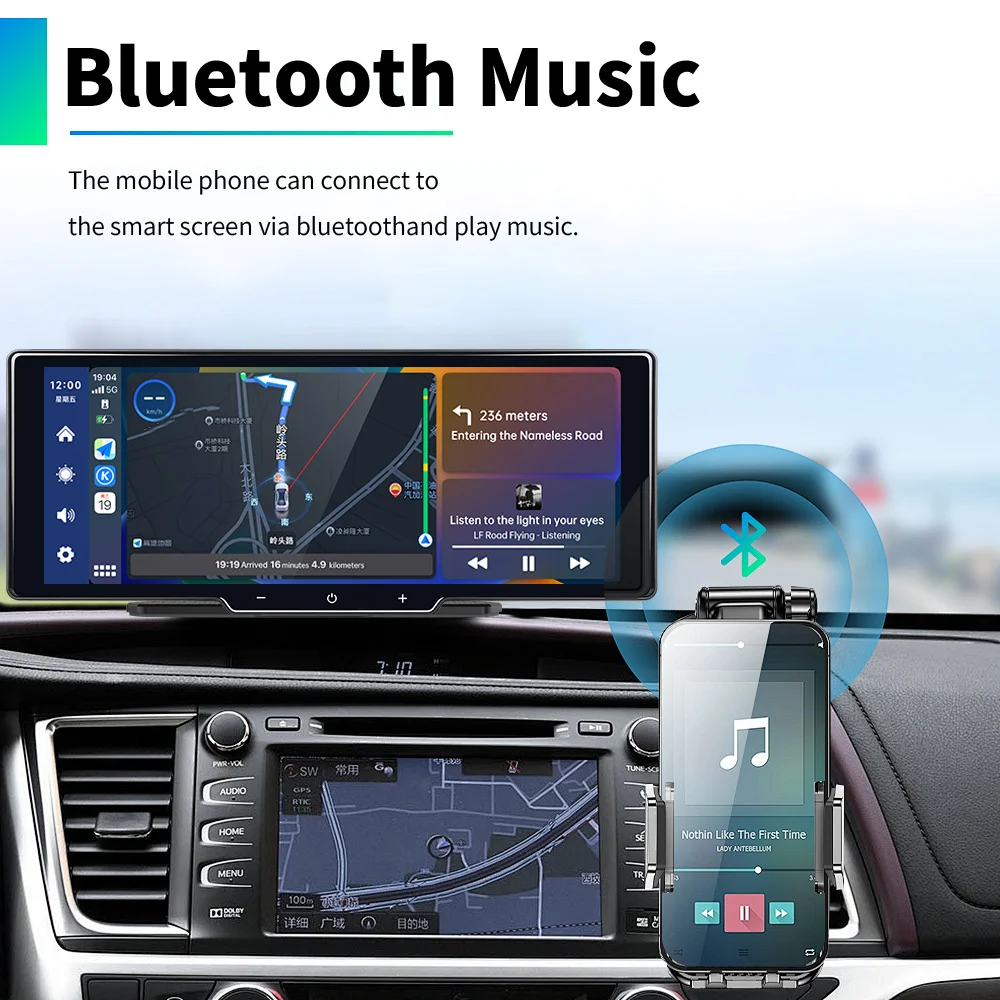 Portable Car Screen Universal Car Radio Multimedia Navigation Wireless CarPlay For Apple & Android Auto Mirror Music Player