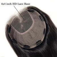 Meilleur cheveux humains vierges 8X8 pouces, avec Base en dentelle HD 4x4 pouces, pinces à cheveux naturelles noires et brunes, postiches 2