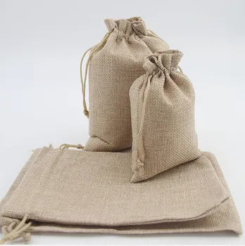 10/20 Pcs Burlap Gift Drawstring Bags for Party Christmas Linen Jute Small Fabric Package Wedding Pouches 10x14cm/15x20/20x30cm 1