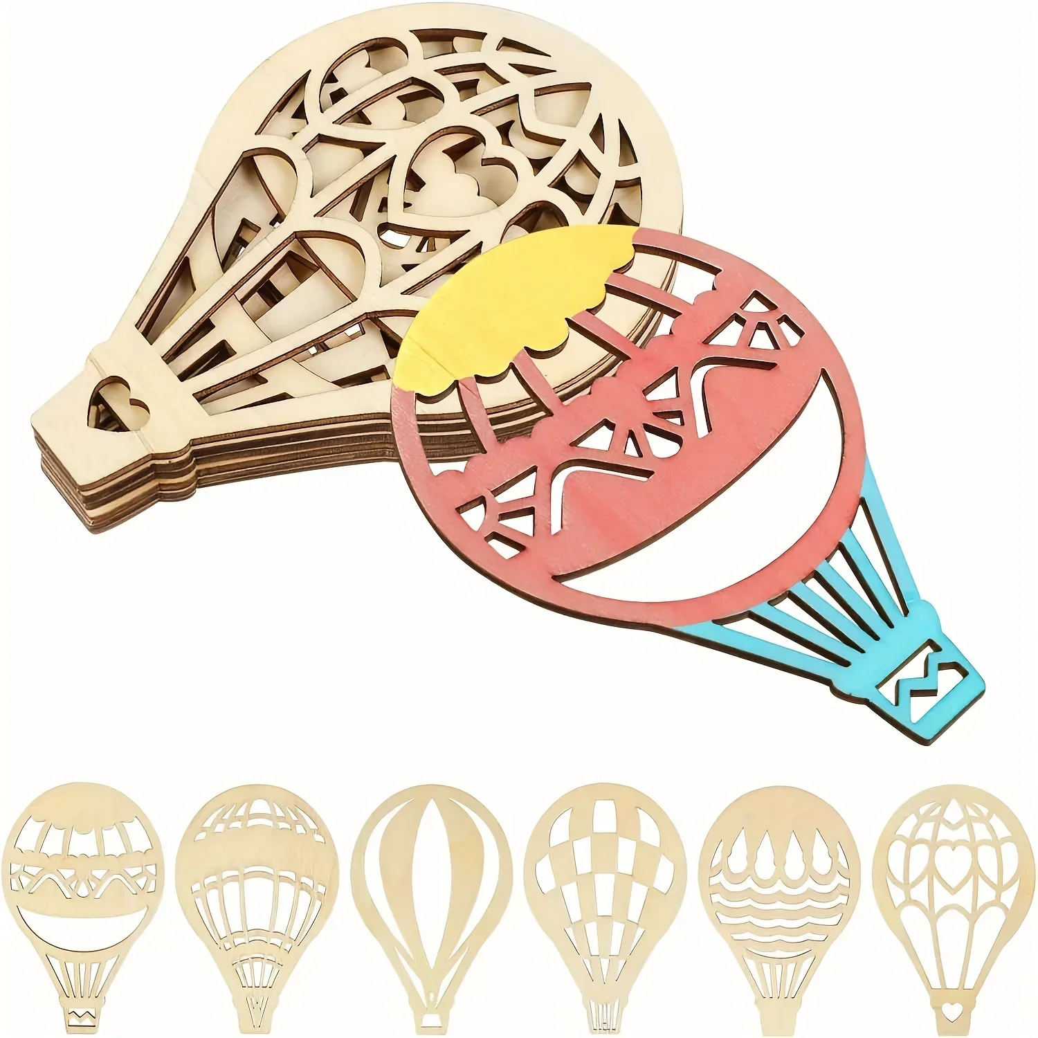 30 Pieces Unfinished Hot Air Balloon Wooden Decorations Hot Air Balloon Wooden Cutouts For DIY Home Decorations 2