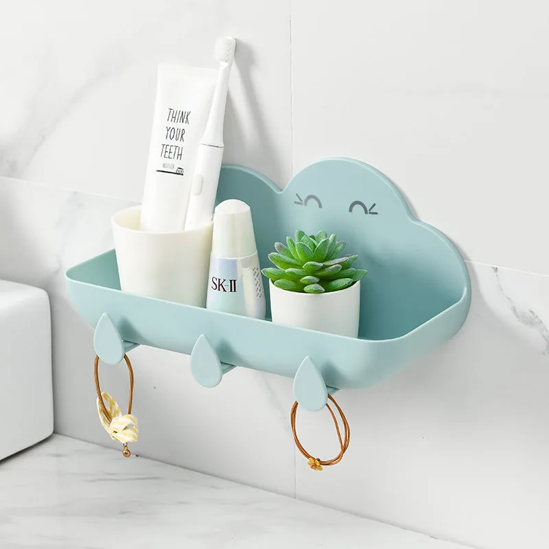 Wall Mounted Storage Rack Bathroom Shelf Perforation-Free Bathroom Kitchen Storage Basket Cosmetic Rack Home Organizer Tool