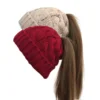 Women Winter Hats Beanies Knitted Girls Cap Twist Crochet Winter Hats For Female Pompom Beanie Ear Braid Ponytail Hat Skullies 3