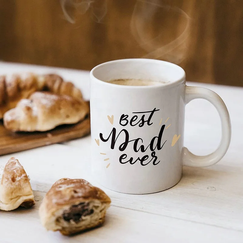 

11OZ white ceramic cup father's day mug from daugher son kids for dad best dad ever coffee mug