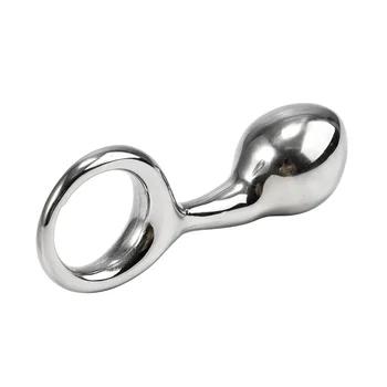Stainless steel huge heavy small large size Metal anal beads butt plug with pull ring insert BDSM ass sex toy dildo gay couple 4