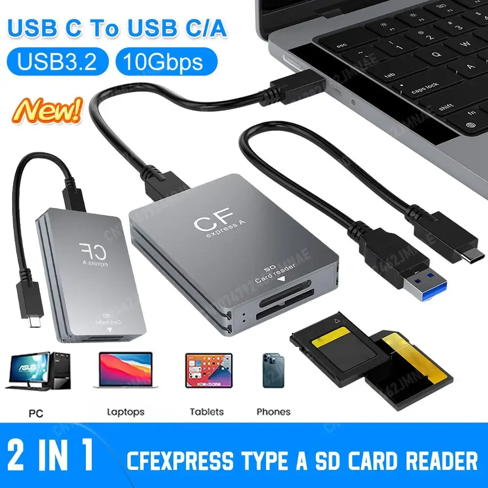 2 in 1 CFexpress A 타입 SD 카드 리더, USB 3.2 10Gbps 메모리 카드 리더, CF Express A 타입 어댑터, SLR용 듀얼 슬롯