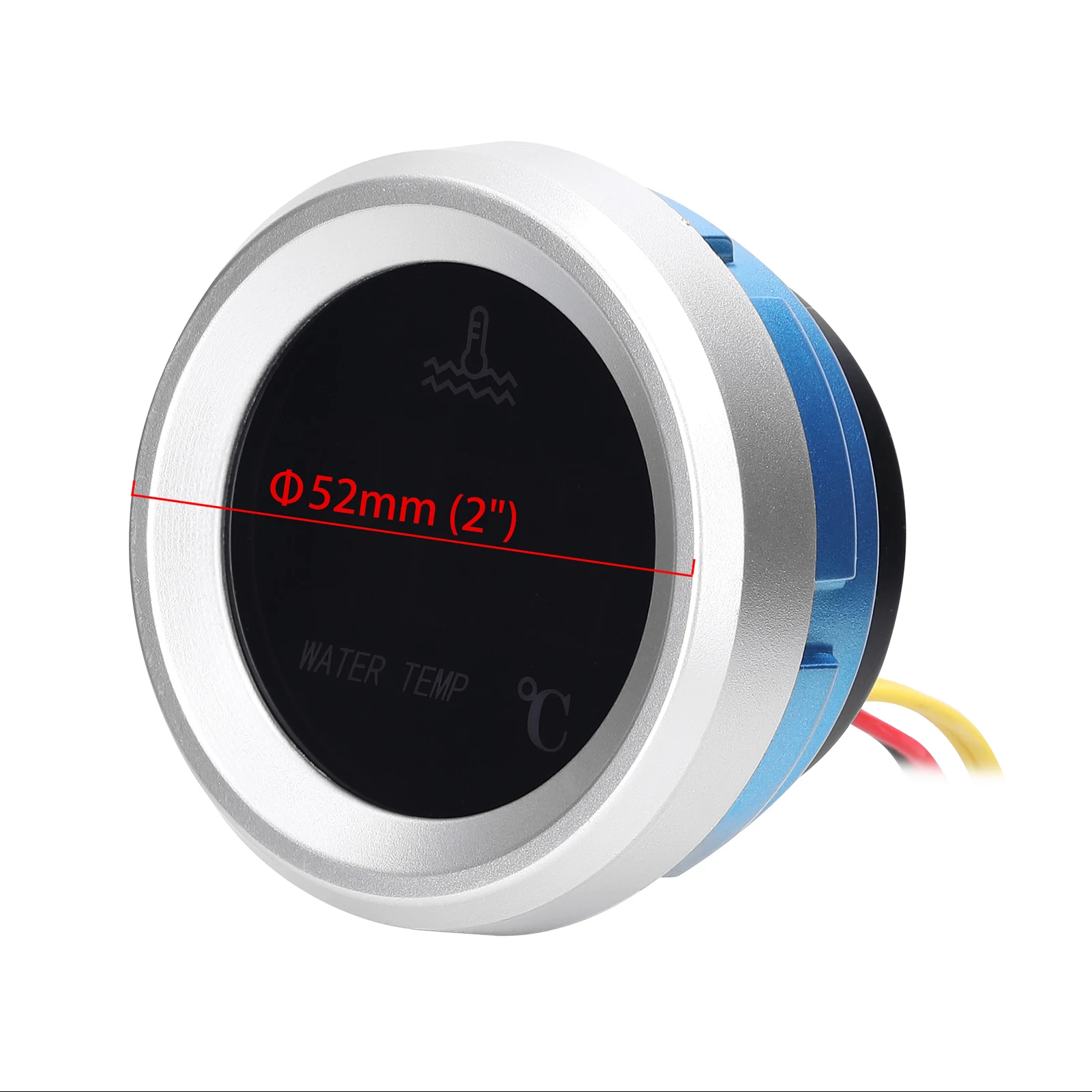 수온 게이지 자동차 디지털 계량기 LED 디스플레이, 온도 센서 알람 기능, 9-36V, 52mm