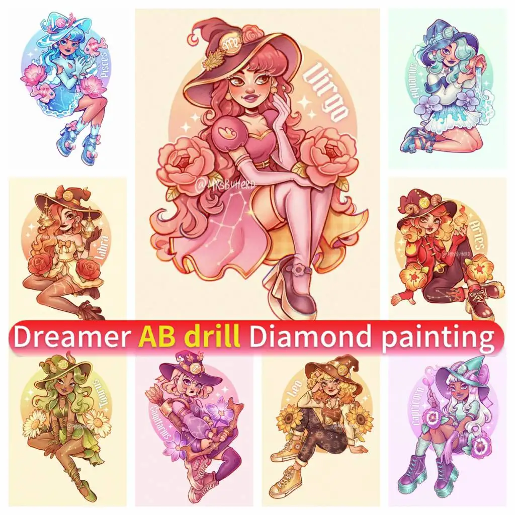 

Constellation Aries Taurus Gemini DIY 5D Mosaic Art AB Diamond Painting Embroidery Corss Stitch Kit Full Drill Round Square