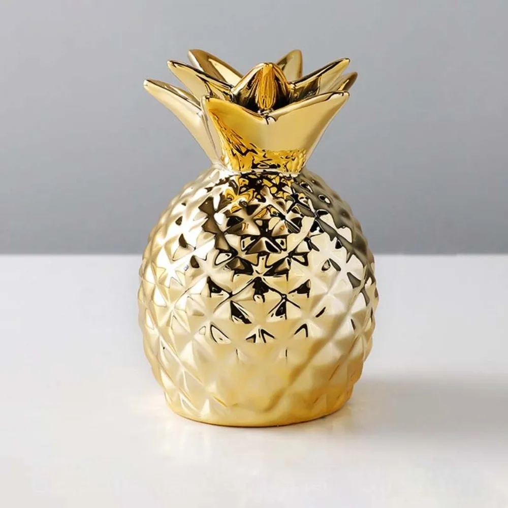 Tirelire ananas en céramique, dorure, haricots dorés, tirelire, décoration pour la maison ou le bureau_voghion.com