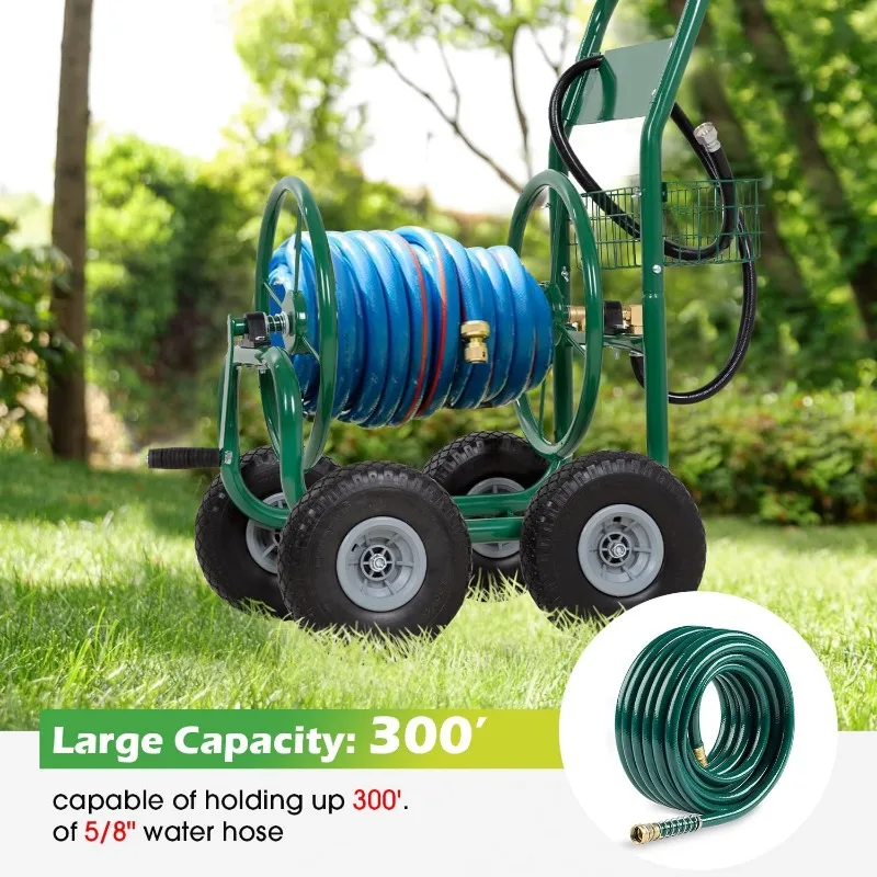 HC-HT300-Green Reel Cart Tools Outdoor Yard Water Truck Heavy DutyWater Planting