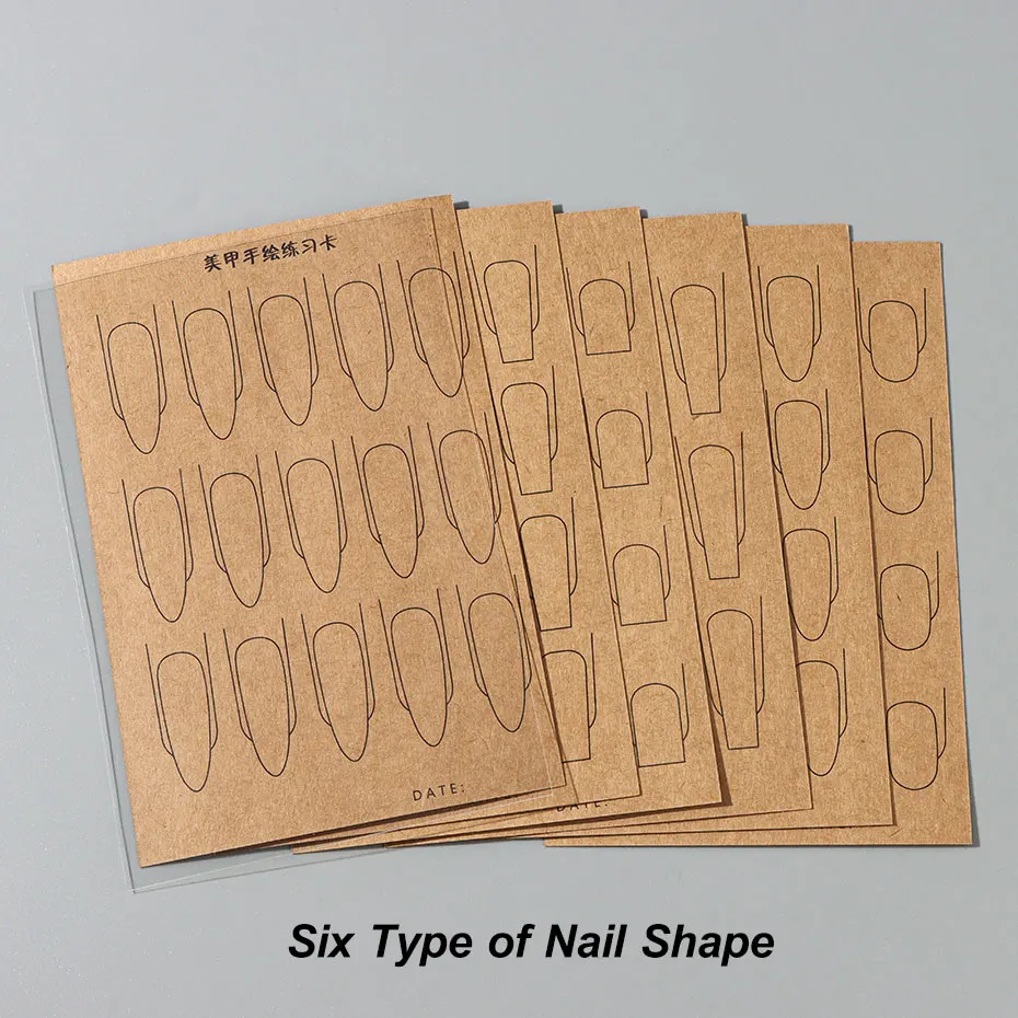 Double-sided Nail Practice Kraft Paper Cardboard Clear Training Nail Art Painting Card Reusable Salon Beginner Manicure Tools ﻿