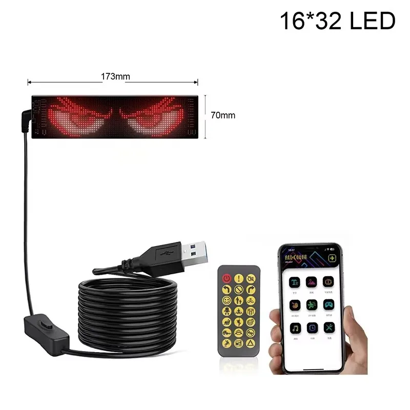 LED Light LED Display Light LED Panel LED Matrix Pixel Panel USB 5V Flexible Addressable RGB Pattern Graffiti Scrolling Text Animation Display Car Shop Bluetooth APP