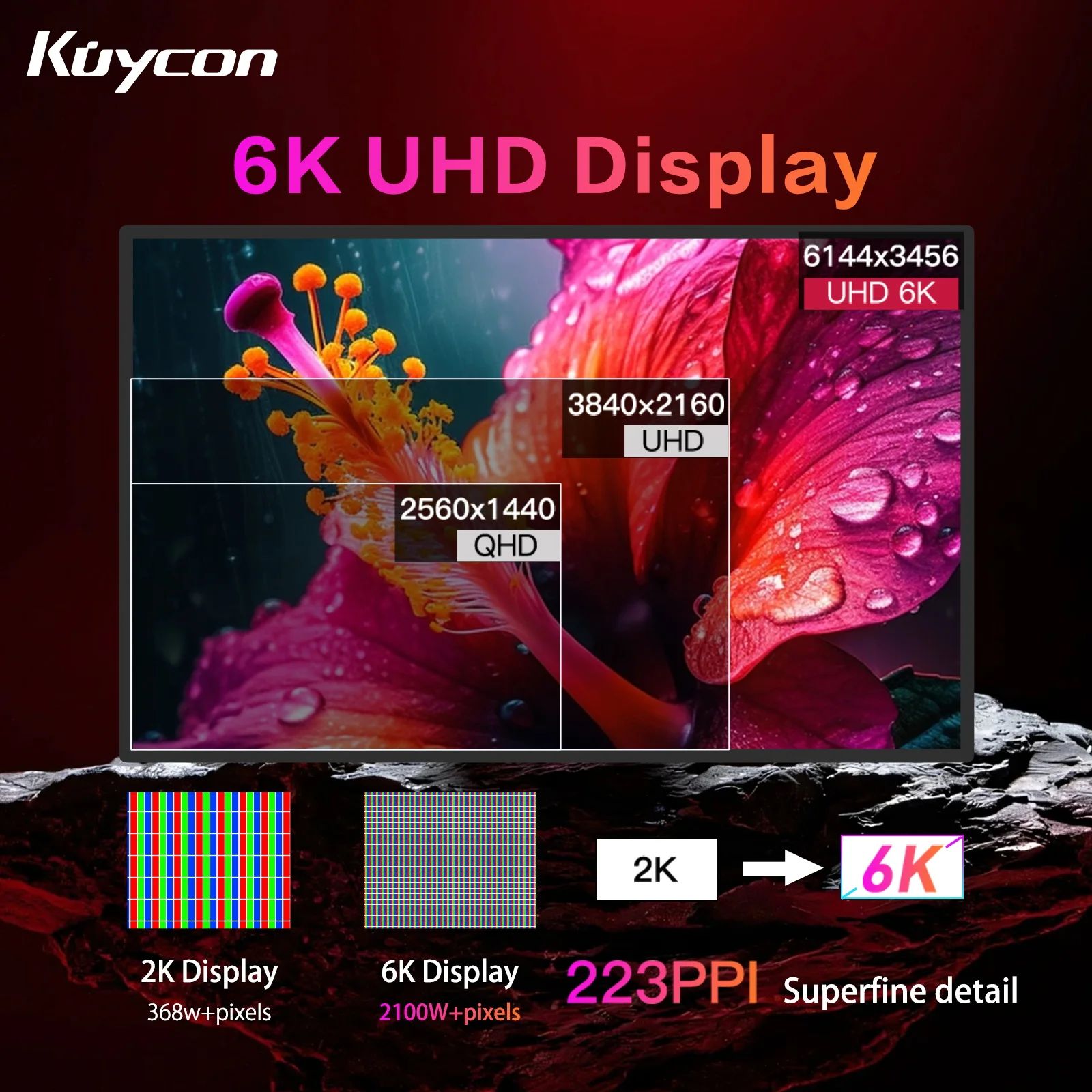 쿠이콘 32인치 G32P 컴퓨터 모니터 6K UHD 알루미늄 합금 바디 PC 디스플레이 고주사율 광택 스크린 디자인 사진 촬영용