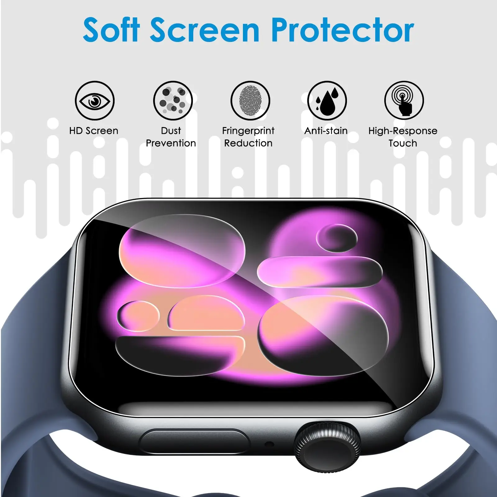 10-Pack Flexible TPU Screen Protector for Apple Watch - Anti-Scratch HD Clear Cover Film