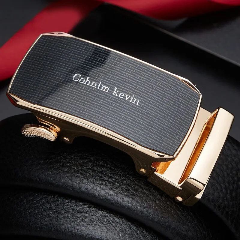 New Genuine Cowhide Men's Belt Luxury Automatic Buckle Belt Fashion Versatile Business Trend for Boyfriend Father