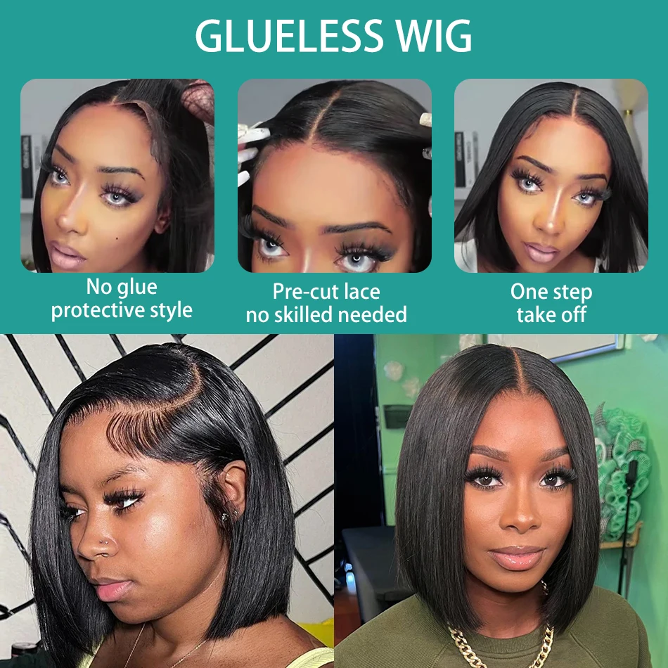 Bone Straight Bob 200% 13x6 Lace Front Human Hair Wigs 13x4 Lace Frontal Wig Transparent 5X5 Closure Brazilian Remy Hair