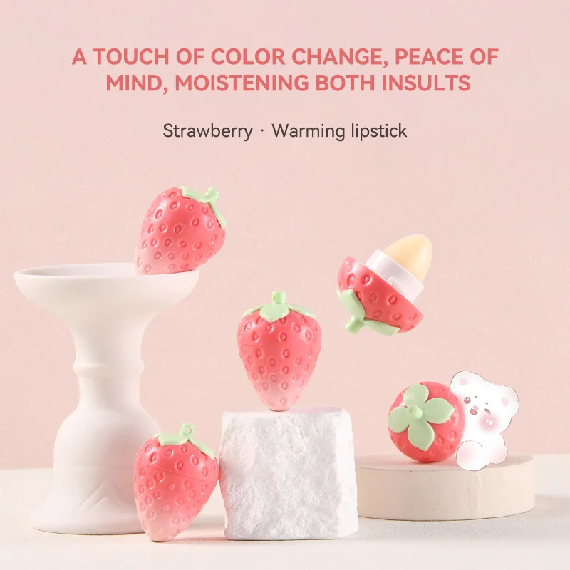 Shiji Strawberry Temperature-Changing Lip Balm — Intense Hydration, Protects and Softens Lips, Perfect for Students 3