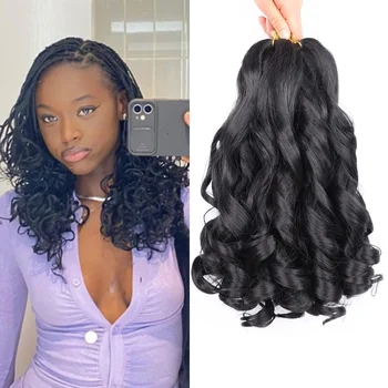 14"Loose Wave Spiral Curl Braids Synthetic Hair French Curls Braiding Hair Extensions High Temperature Ombre Pre Stretched Hair 1