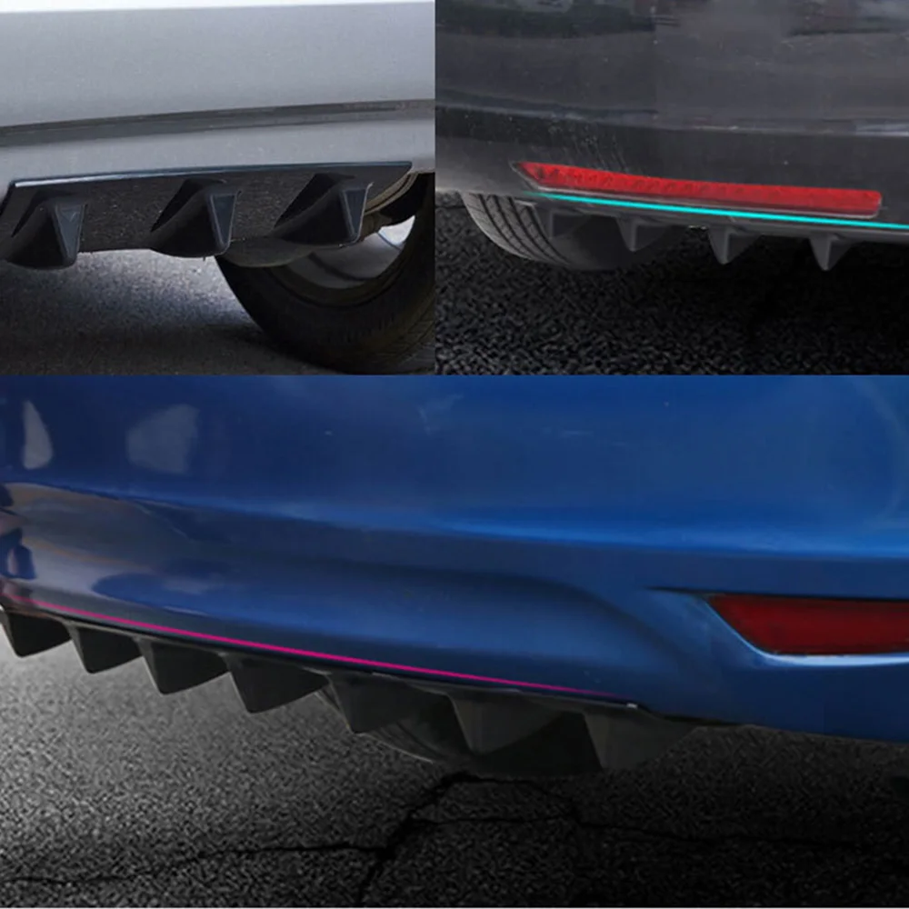 Car Bumper Spoiler Bumper Lip Car Rear Bumper Lip ABS Plastic Universal Rear Bumper Lip Spoiler Chassis Diffuser 3fin 5 Fin 7fin Shark Fin Style