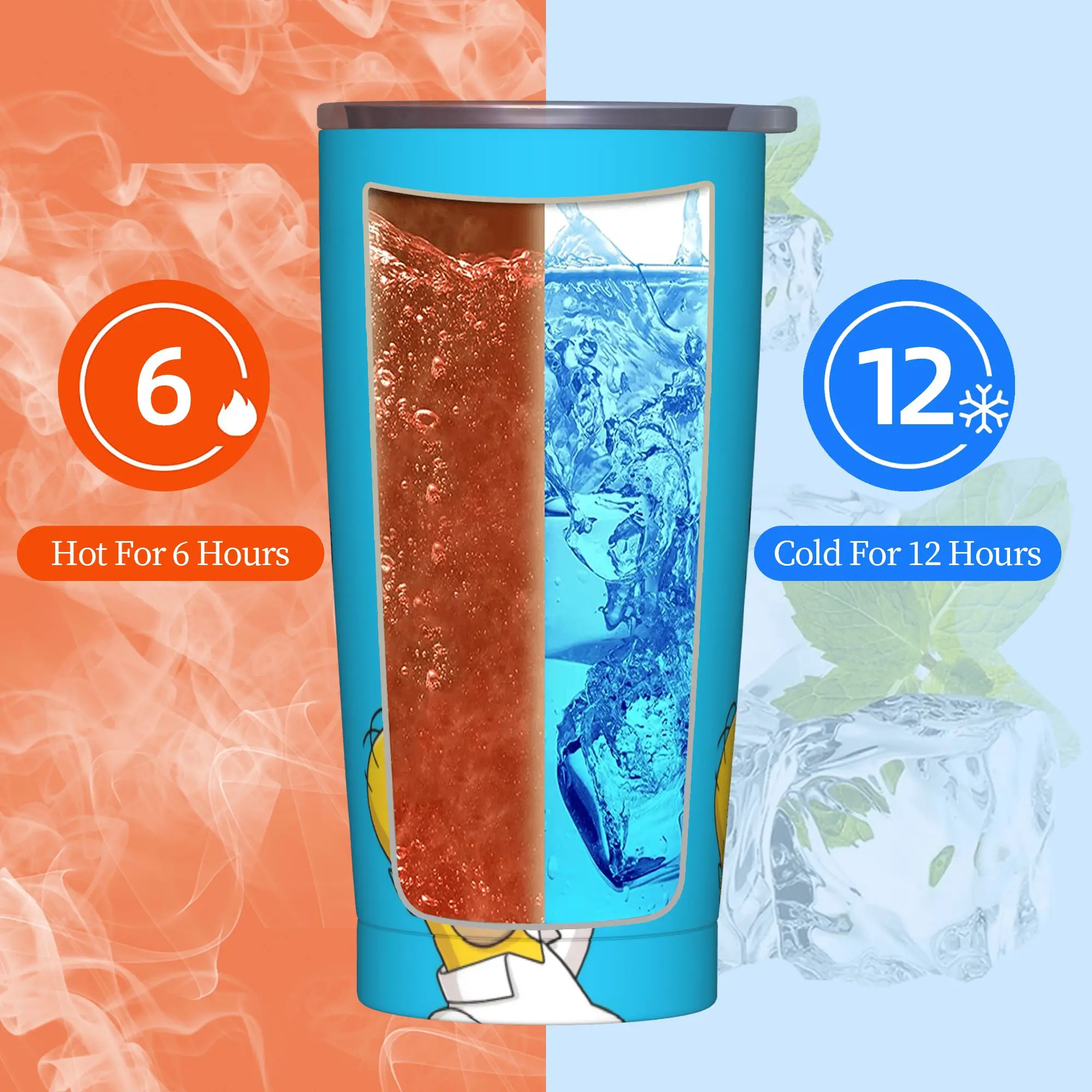Stainless Steel Tumbler with The Simpsons Cartoon Design - Versatile Hot & Cold Beverage Cup