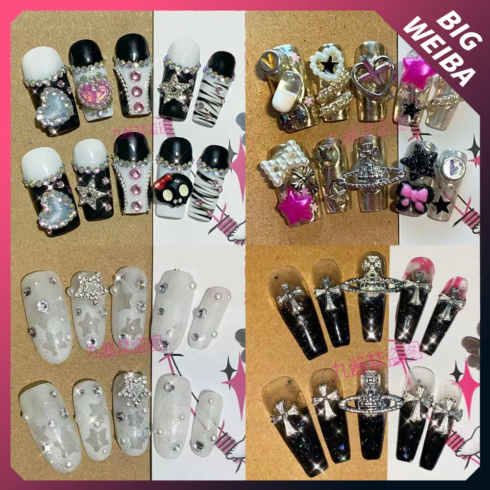 Diy New Handmade Star Y2K Nails Long Coffin Nail Cute 3D Tips Reutilization Sticker Nail Girls Gift Accessories