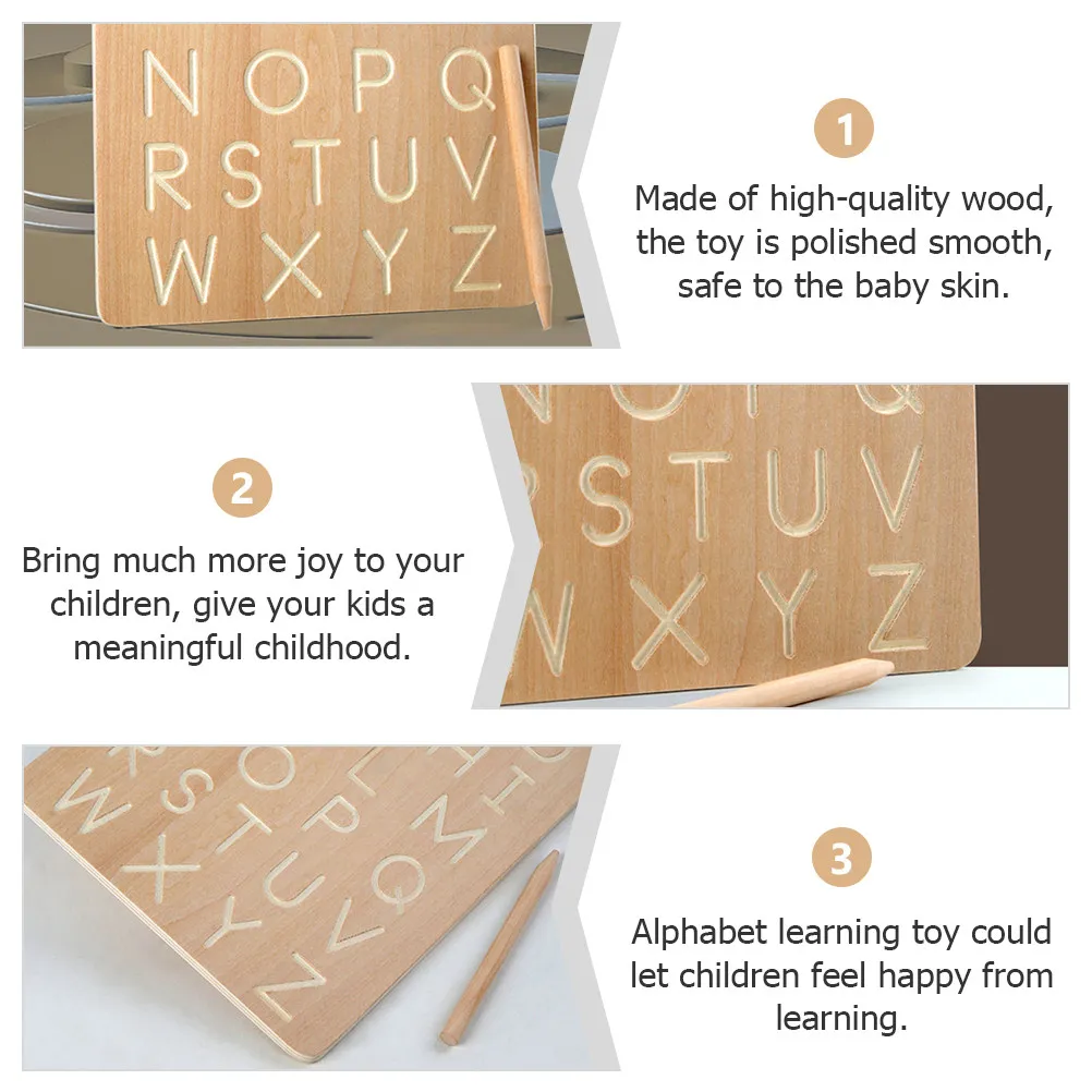 1 세트 조기 학습 알파벳 추적 보드 어린이를위한 나무 쓰기 연습 도구 문자 인식 교육 발달