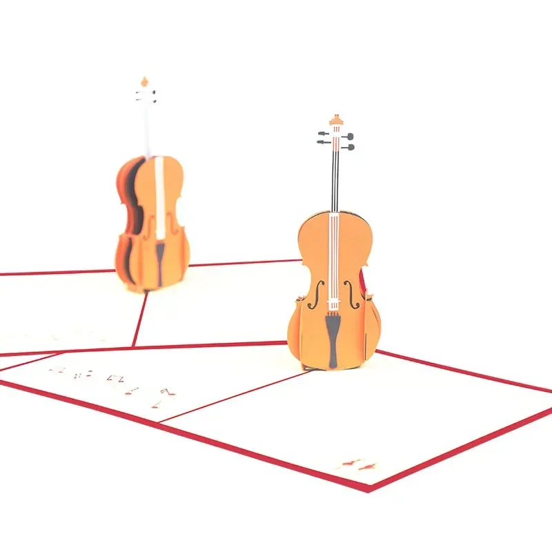 1 pcs 3D Creative Birthday Card Violin Instrument Store Paper Carving Graduation Season Gift greeting cards