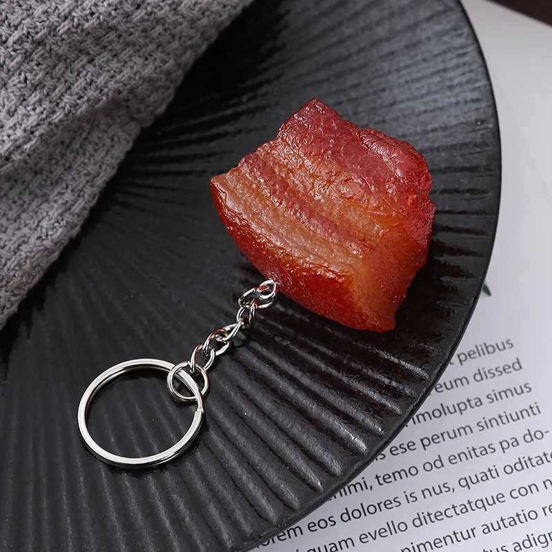 Artificial Steak Keychain Photography Prop and Kitchen Ornament Simulation Decor
