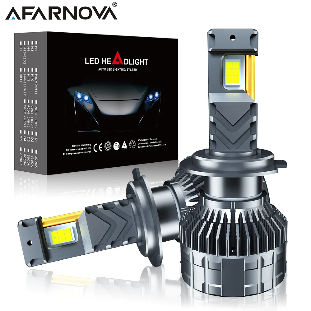 Afarnova 25000LM H7 H4 H11 LED Headlight 280W High Power H1 H8 H9 HB4 HB3 9005 9006 9012 Turbo Lamp 4575CSP 6000K Car Light