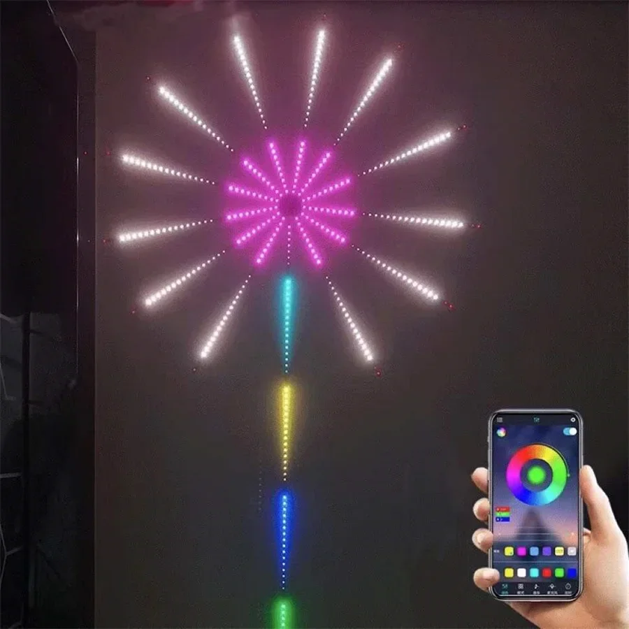 USB Firework LED Strip Lights com APP,