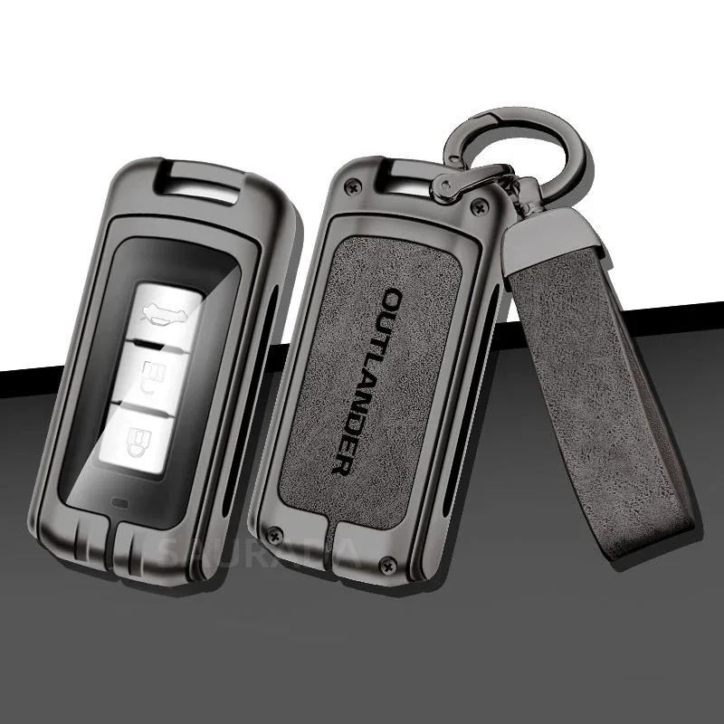 

Zinc Alloy Car Key Cover Case Holder Shell Protector for Mitsubishi Outlander Remote Key Bag Buckle Keychain Auto Accessories