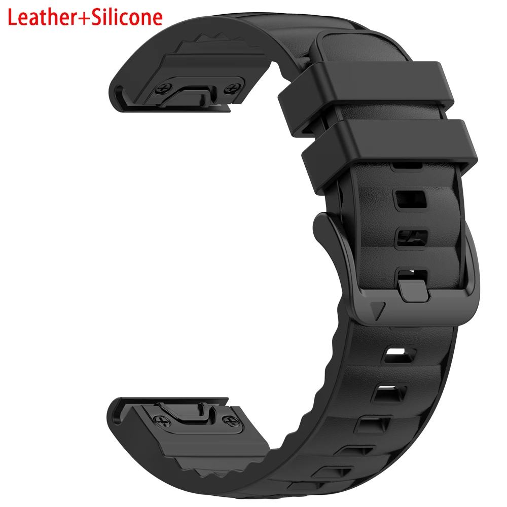 Enhanced Leather+Silicone QuickFit Watch Strap (22-26mm)