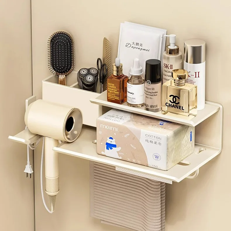 Removable Washable Bathroom Hair Dryer Storage Rack Wall-mounted