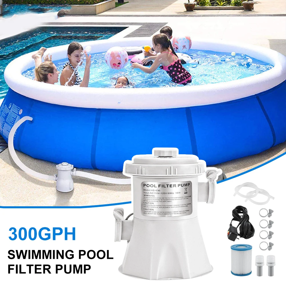 

Swimming Pool Filter Pump 300GPH Above Ground Swimming Pool Cleaner Electric Water Pump Improve Circulation EU Filter Pump